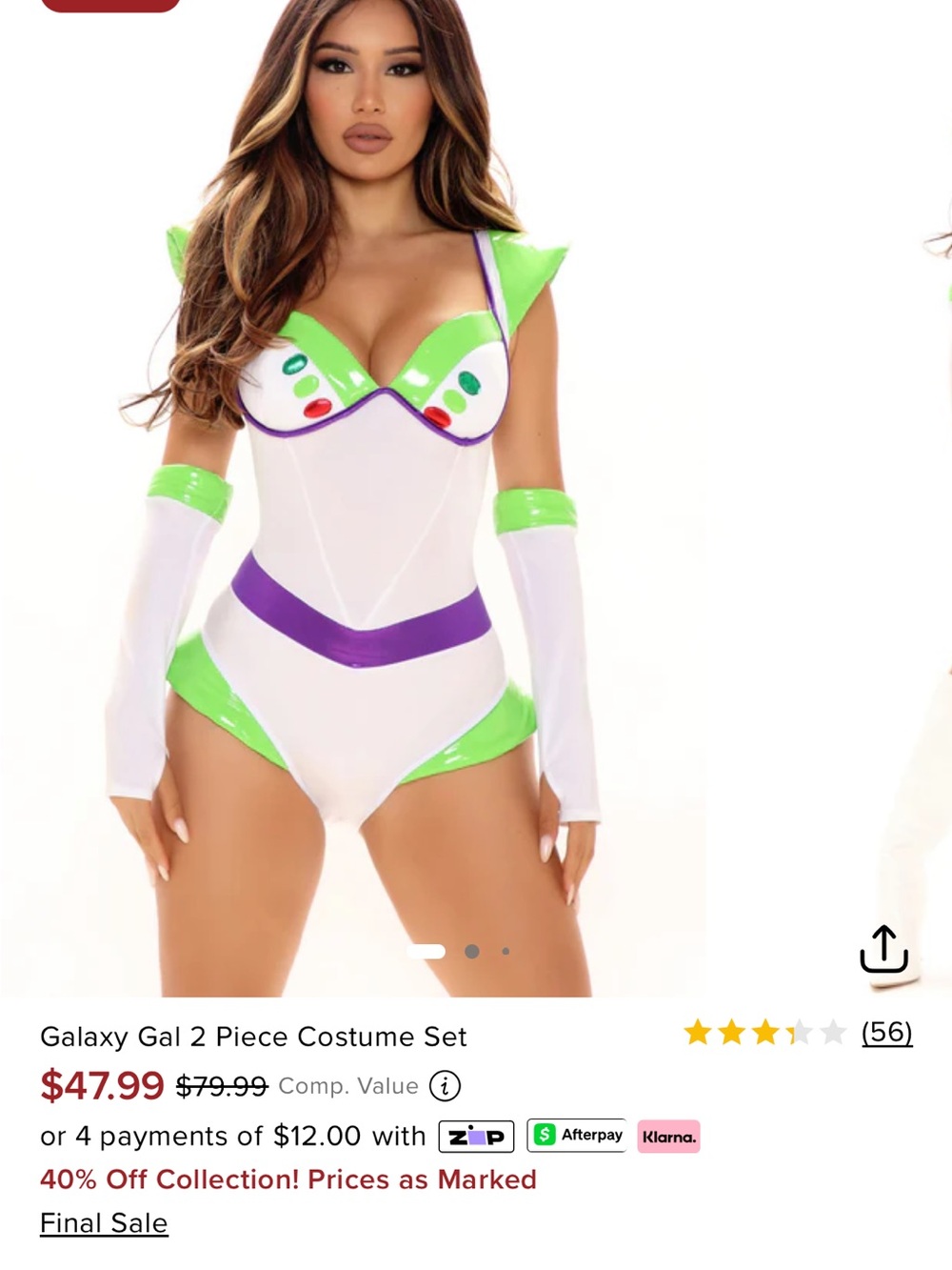Fashion Nova White, Green & Purple 2-Piece Space-Inspired Bodysuit